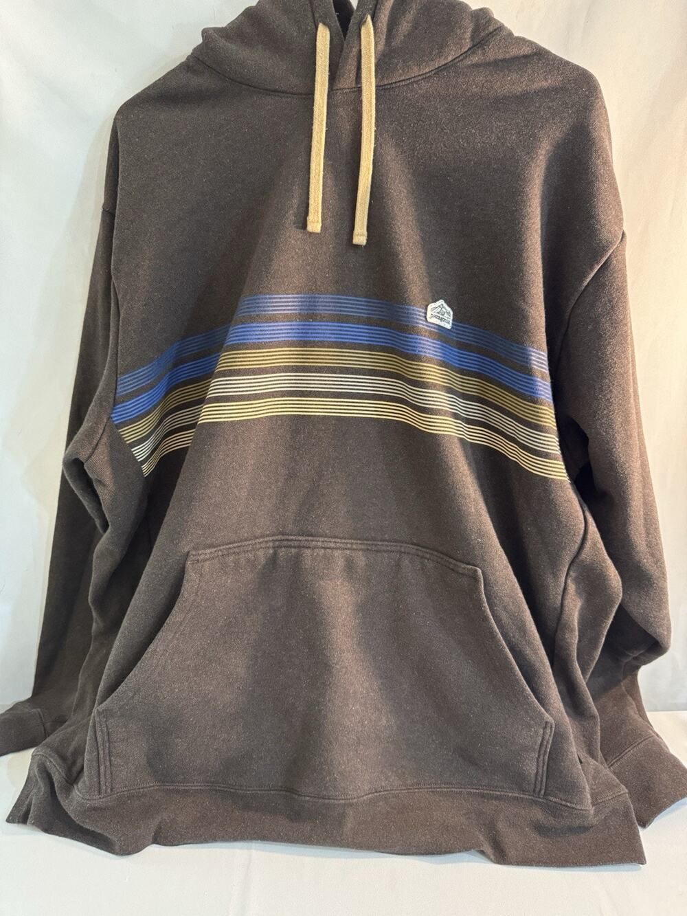 Patagonia Logo Ridge Stripe Uprisal Hoodie Cone Brown 2X Mens- 3X Women’s 0039